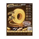 ECONA 5 METRE 3000k-günışığı 220V Neon LED Şerit ,Tak Çalıştır Set, Fişli Anahtarlı Esnek Şerit LED, ,Turuncu Led,Mutfak,Tezgah Ledi,LED Şerit Işık ,Ambiyans Işık Havuzu, Kendinden Yapışkanlı,Kehribar led