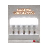 ECONA 5’li Avantaj Seti 40W Mega Torch Led Ampul - Yüksek Lümen Ultra Parlak Beyaz Işık - E27 Duy Tasarruflu Ampul