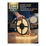 ECONA 5MT GÜNIŞIĞI 3000K , Şerit LED ,Mutfak Dolabı Tezgah Aydınlatması Led,1 metrede 120 led Yüksek Lümen,12v ,Yapışkanlı Led Işık TRAFO HARİÇ