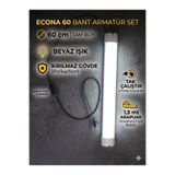 ECONA 60 cm Mutfak Tezgah Aydınlatması ,BEYAZ Anahtarlı Kablolu Set,Led ince Bant Armatür Led TAK ÇALIŞTIR