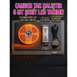 Econa Amber Şerit LED Tam Takım Yanar Vaziyette Mutfak Dolabı Tezgah Üstü Için 5 Metre Amber Şerit LED Işık LED Trafosu+Anahtarlı Kablo Adaptörlü Anahtarlı Tak Çalıştır - 1 m - Amber - Turuncu