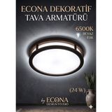 Econa Beyaz Aydınlatma Glop Armatürü LED Avize Aplik Balkon Banyo Koridor Lambası LED Güçlü IŞIK,24W - YOK - RGB