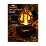 ECONA Otantik LED Masa Lambası – 2 Kademeli Mum Efektli Amber Gece Lambası – Type-C Şarjlı – 10 Saat Çalışma Süresi
