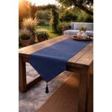 Econice İndigo Renk Duck Keten Dekoratif Runner 40 x 140 cm