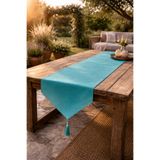 Econice Turkuaz Duck Keten Dekoratif Runner 40 x 140 cm
