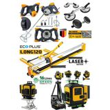 Ecoplus4 Seramik Usta Seti: 120Mm Seramik Kesme - 2'Li Vantuz - Boya Karıştırıcı - 16 Çizgi Lazer