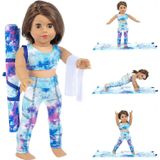 Ecore Fun 3 parça 18 inç bebek giysileri, yoga, pilates, spor kıyafetleri, jimnastik yoga egzersiz kıyafet setleri, yelek, yoga matı ve havlu dahil