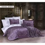 Ecosse 10 Parça Çeyiz Seti (Battaniye+Nevresim Takımı+Yatak Örtüsü)-Damask Mürdüm