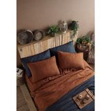 Ecosse Düz Kahve %100 Pamuk Çarşafı Lastikli Çift Kişilik Nevresim Takımı *çift Dikişli Yıkamalı %100 Pamuk - 200 x 220 cm