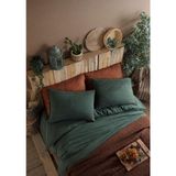 Ecosse Düz Yeşil %100 Pamuk Çarşafı Lastikli Çift Kişilik Nevresim Takımı *çift Dikişli Yıkamalı %100 Pamuk - 200 x 220 cm - Koyu Yeşil