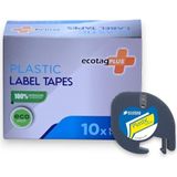 Ecotagplus Dymo Letratag Plastik Şerit Etiket Sarı 12 mm x 4 mt - 10 Lu Paket