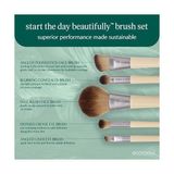 Ecotools Güne Güzel Başlayın Makyaj Fırça Seti, Göz Farı, Fondöten, Allık ve Kapatıcı Için, Saklama Tepsisi Ile, Seyahat Dostu Makyaj Fırçası Zımbaları, Çevre Dostu, Zulüm Içermez, 6 Parça Set - standart