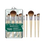 EcoTools Güne Güzel Başlayın Makyaj Fırça Seti, Göz Farı, Fondöten, Allık ve Kapatıcı İçin, Saklama Tepsisi ile, Seyahat Dostu Makyaj Fırçası Zımbaları, Çevre Dostu, Zulüm İçermez, 6 Parça Set