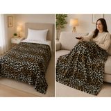 Ecotton Works Leopar Desenli Polar Tv Battaniyesi 140X180 cm – Tek Kişilik Battaniye - 140 x 180 cm