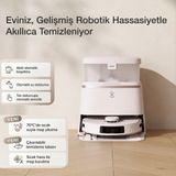 Ecovacs 11000PA Zerotangle Fırça Truedetect 3D Ozmo Turbo 2.0 Mini Omnı Istasyonlu Akıllı Robot Süpürge - Beyaz