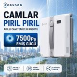 Ecovacs Akıllı Cam Silme Robotu 7500PA Yüksek Vakum Güçlü Otomatik Cam Temizleyici Düşme Engelleyici Sensörlü Çerçevesiz Uyumlu Pratik Cihaz