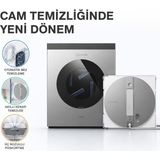 Ecovacs Akıllı Cam Temizleme Robotu, Otomatik Bez Yıkamalı Çok Işlevli Istasyon, 10.000 Pa Emiş, Üçlü Sprey, Uygulama Kontrolü ve 8 Temizlik Modu - Beyaz