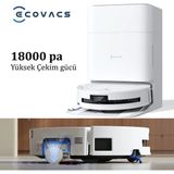 Ecovacs Kendi Kendini Temizleyen Deebot 18.000 Pa Emiş Gücü Zerotangle 3.0 Ozmo Roller Gerçek Zamanlı Mop Yıkama 75°c Sıcak Sulu Omnı Istasyonlu Akıllı Robot Süpürge Beyaz