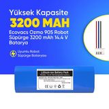 Ecovacs Ozmo 905 Robot Süpürge 3200 mAh 14.4 V Batarya – Orjinal Uyumlu Uzun Ömürlü, Yüksek Performans Pil