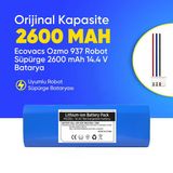 Ecovacs Ozmo 937 Robot Süpürge 2600 mAh 14.4 V Batarya – Orjinal Uyumlu Uzun Ömürlü, Yüksek Performans Pil