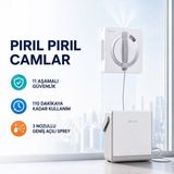 Ecovacs Şarjlı ve Kablolu Kullanılabilen Akıllı Cam Temizleme Robotu, 110 Dakika Çalışma, 55 M² Kapsama, Üçlü Sprey ve Kenar Algılama - Beyaz - Renk