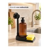 EcoVibe 3’lü Mutfak Lavabo Düzenleyici Seti – Sıvı Sabunluk, Bulaşık Fırçası ve Süngerlik Standı