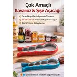 Ecovibe Çok Amaçlı Kavanoz & Şişe Açacağı | Kaymaz Saplı Güçlü Tutuş | Tüm Kapaklara Uyumlu Pratik Açacak - Çok Renkli