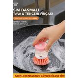 EcoVibe Sıvı Basmalı Bulaşık Fırçası Deterjan Hazneli Tek Tuşla Köpük Veren Tava Tencere Temizleme Fırçası