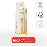 Ecowell Bambu Çocuk Diş Fırçası Yumuşak Doğal Vegan & Cruelty Free 1 Parça Renkli Kıllar
