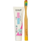 Ecowell Çocuk Diş Bakım Seti - Organik Diş Macunu & Bambu Diş Fırçası