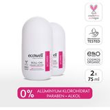 Ecowell Organik Roll On Kadın 2' Li 75 ml Pudrasız Kokuya Karşı Koruma Sağlayan Deodorant