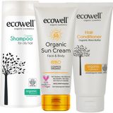 Ecowell Organik Tatil Paketi (Organik Şampuan + Organik Saç Bakım Kremi + Organik Güneş Kremi)