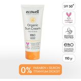 Ecowell SPF50 Organik Güneş Kremi 110 gr Yüz ve Vücut İçin UVA UVB Koruma ve Vegan Sertifikalı