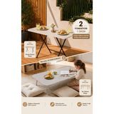 Ecowood 2’si 1 Arada Masa 60X90 cm – Yemek Masası ve Yer Sofrası - Traverten - 60 x 90 cm