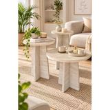 Ecowood Iskandinav Mantar Sehpa 3 Lü Zigon Sehpa Takımı Yan Orta Sehpa Bej
