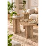 Ecowood Iskandinav Mantar Sehpa 3 Lü Zigon Sehpa Takımı Yan Orta Sehpa Kahverengi