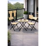 Ecowood Katlanır Masa ve Sandalye Seti | Balkon Kamp Seti - Ahşap
