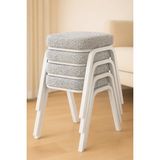 Ecowood Metal Tabure -4 Adet Beyaz Renkli Sünger Oturumlu Modern Tasarım Dayanıklı Metal Ayaklı