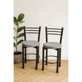 Ecowood Metal Tabure Arkalıklı - 2 Adet - Gri - renk