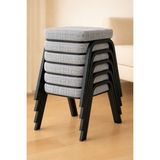 Ecowood Metal Tabure Seti 6 Parça Modern Tasarım İstiflenebilir Dayanıklı Metal Malzeme - Gri - 6 lı