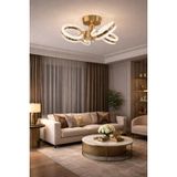 Ecrin 4lü Plafonyer Gold Led Avize Kristal Görünüm Beyaz Işık Enerji Tasarruflu Oturma Odası Yemek Odası