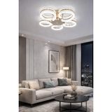 Ecrin 5li Plafonyer Gold Led Avize Kristal Görünüm Beyaz Işık Enerji Tasarruflu Oturma Odası Yemek Odası