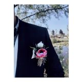 ecrin tuhafiye hobi Pembe Çiçekli Damat Yaka Çiçeği