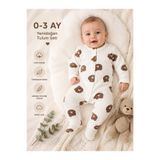 Ecrix Baby Erkek Bebek 2`li Pamuklu Patikli Tulum Hastane Çıkışı 0-3 Ay