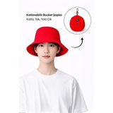 Ecrou Katlanabilir Charm Bucket Şapka Kırmızı