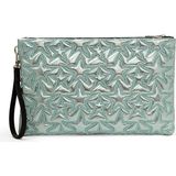 Ecrou Yıldız Desenli Bebe Mavisi Parlak Portföy & Clutch Çanta Çıkarılabilir Bileklik Askılı 30 x 19 cm - Bebek Mavisi