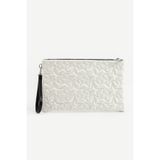 Ecrou Yıldız Desenli Beyaz Parlak Portföy & Clutch Çanta Çıkarılabilir Bileklik Askılı 30 x 19 cm