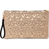 Ecrou Yıldız Desenli Gold Parlak Portföy & Clutch Çanta Çıkarılabilir Bileklik Askılı 30 × 19 cm - Sarı