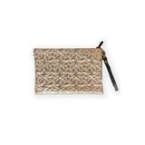 Ecrou Yıldız Desenli Gold Parlak Portföy & Clutch Çanta Çıkarılabilir Bileklik Askılı 30 × 19 cm