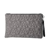 Ecrou Yıldız Desenli Gri Süet Portföy – Yumuşak Süet Dokulu El Çantası, Bilek Askılı Şık Kadın Clutch, Gece & Günlük Kullanıma Uygun 30×19 cm Portföy Çanta